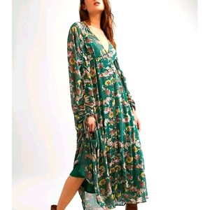 Free People Grenn  Earthworks Floral Maxi Dress
